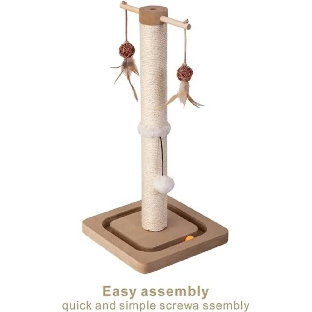 Cat Scratching Post Premium Sisal Toll Scratch Post withTracking Interactive Toy